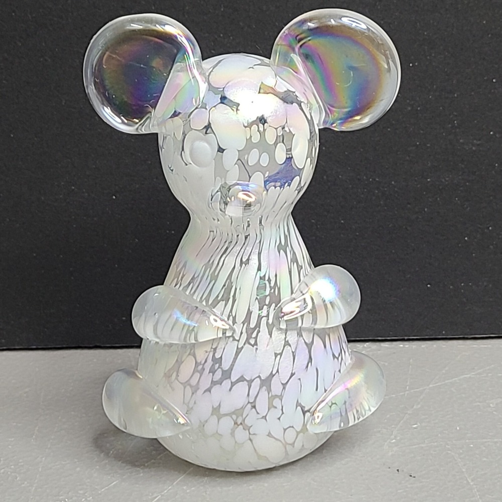 Iridescent Glass Crystal Koala Bear Figurine Hand Blown Paperweight Mouse‎ 4"